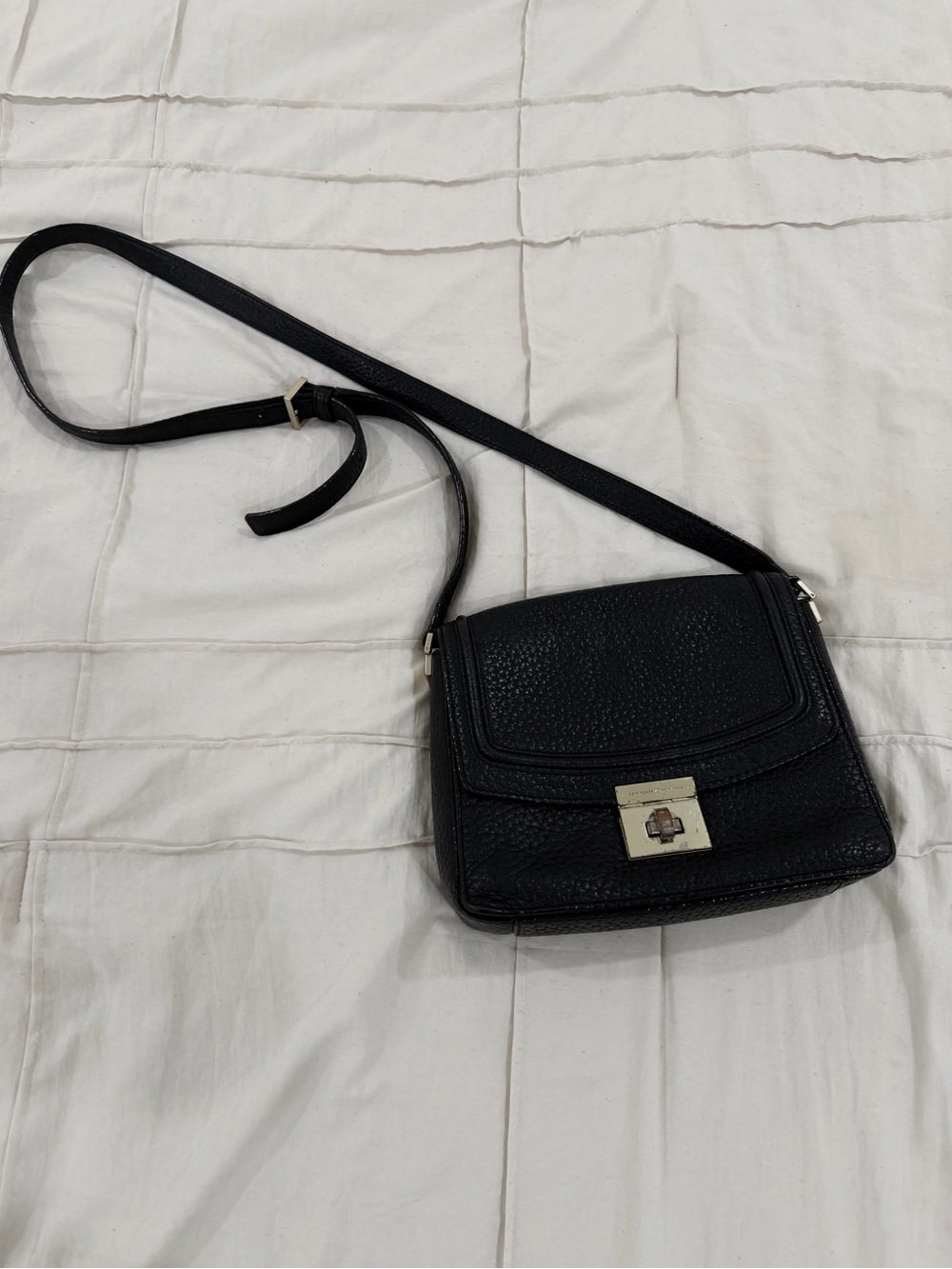 Kate Spade Merrick Everett Way Pebbled Leather Black and Gold